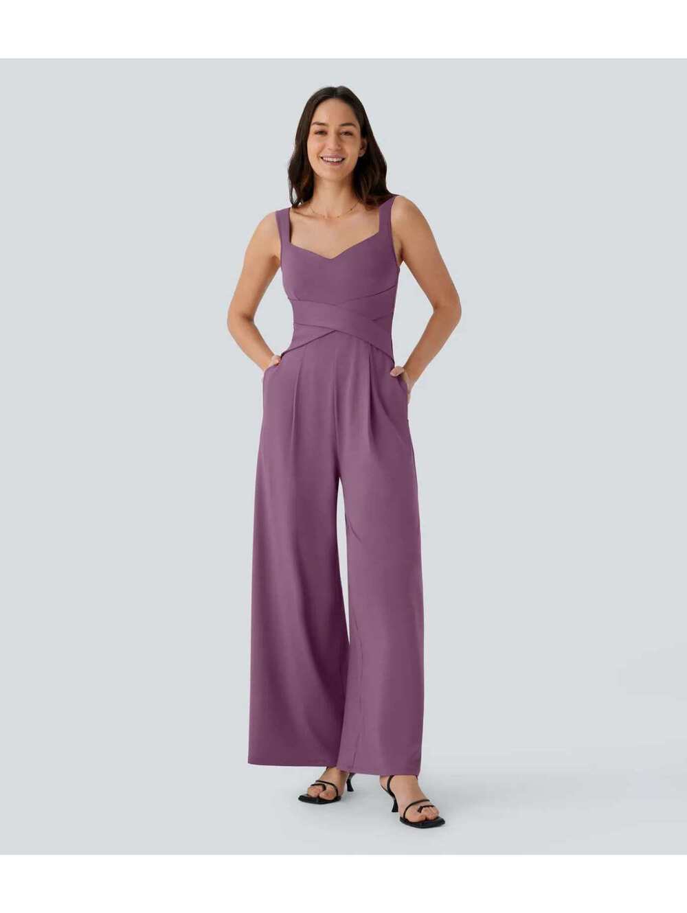 HALARA U Back Sleeveless Casual Jumpsuit with Pockets- Size M Reg